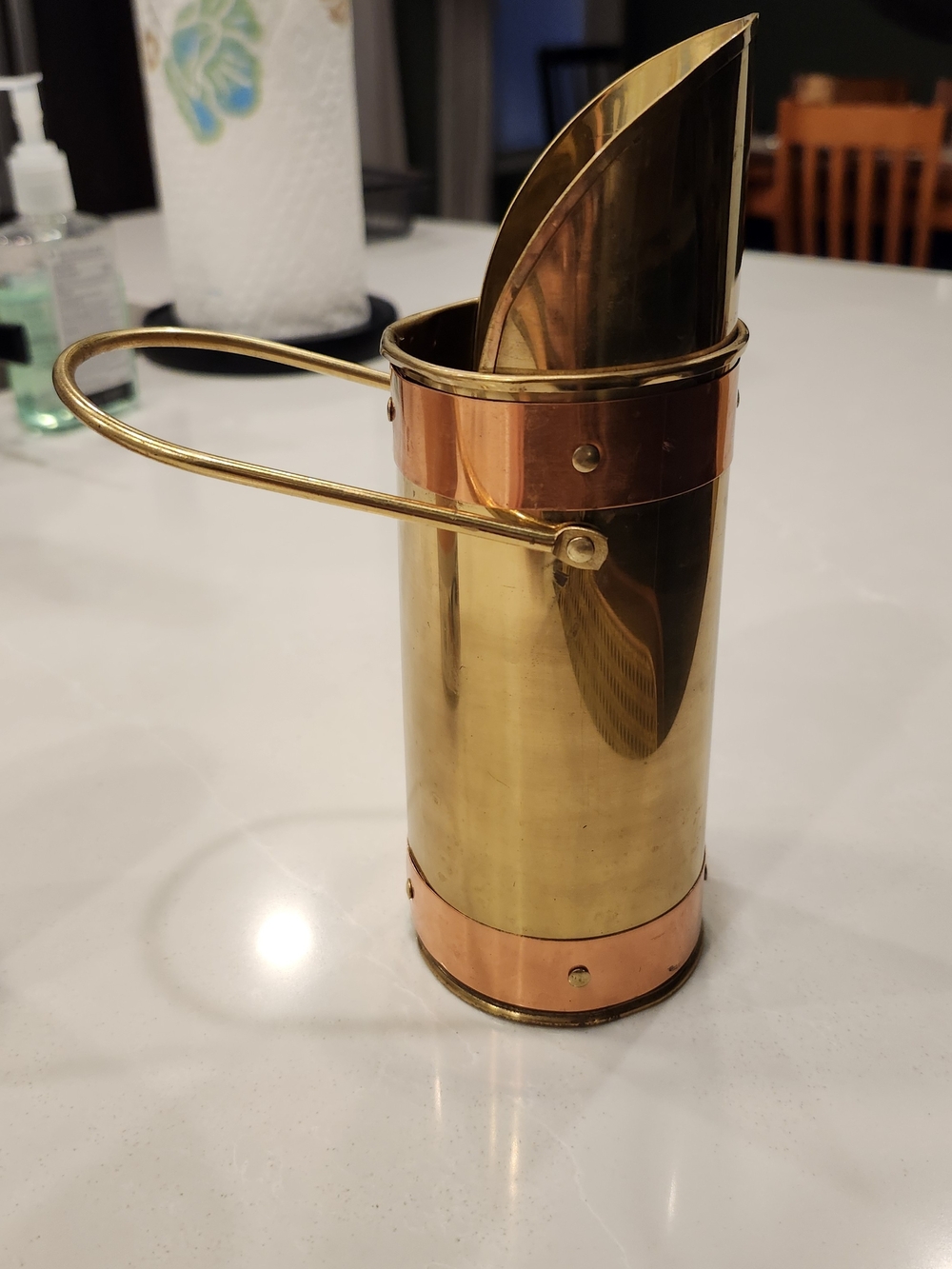 Brass and Copper Fireplace Long Match Holder- Gold Finish
